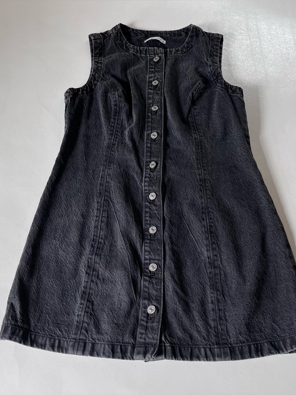 Abercrombie & Fitch Black Sleeveless Denim Button Up Dress Size L